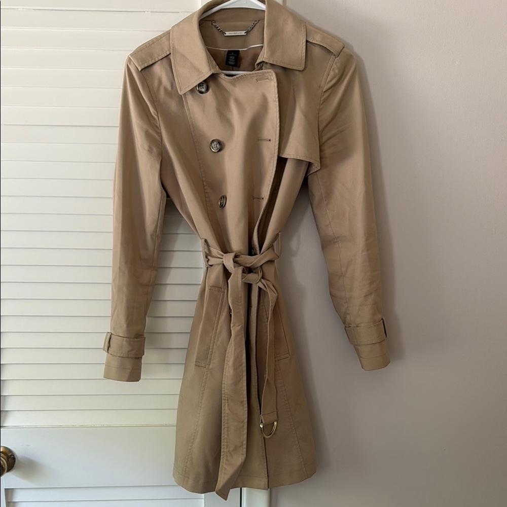 White House Black Market Tan Trench Coat with Belt